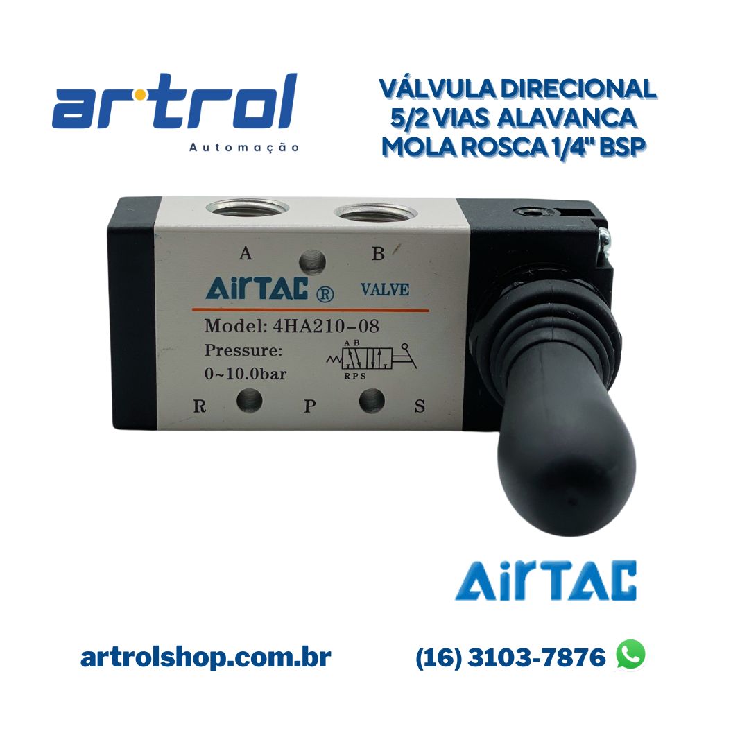 Válvula Pneumática Alavanca mola 4H21008G  Airtac Brasil